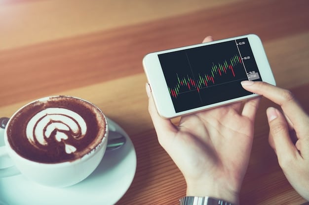 A hand hovering over a smartphone with a crypto trading app open, showing a leveraged position with a warning symbol indicating high risk and potential margin call.