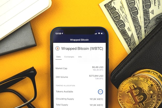 A mockup of a smartphone displaying a popular mobile cryptocurrency wallet app interface, with price charts and transaction details visible.