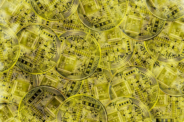 A close-up image of a digital circuit board with various cryptocurrency logos embedded within the circuitry, symbolizing the interconnectedness and technological innovation of the crypto market.