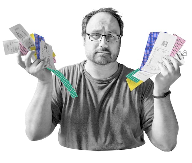 A split-screen image showing, on one side, a confused-looking person facing a complex tax form, and on the other side, a confident person using a laptop with a clear graph of cryptocurrency gains and losses. The image symbolizes the contrast between tax confusion and informed crypto investment.