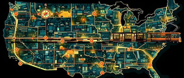 A visual representation of the United States with different states highlighted to indicate varying levels of regulatory favorability towards cryptocurrency mining
