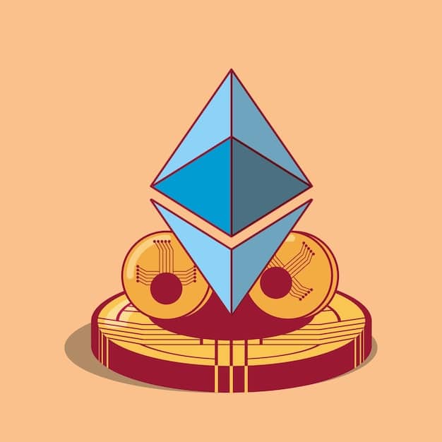 A split illustration depicting the Ethereum fork into Ethereum (ETH) and Ethereum Classic (ETC). One side shows 