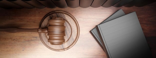 A gavel resting on a stack of legal books, with a blurred background of a courtroom setting. This symbolizes the legal consequences of not adhering to regulations.