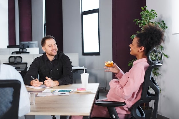 A US entrepreneur conducting a customer interview, visually emphasizing the importance of active listening and engagement.