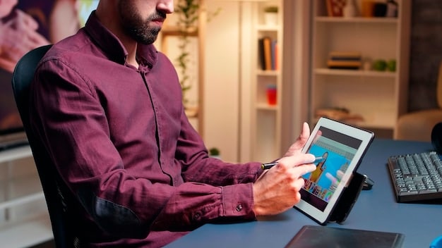 An image featuring a person interacting with a sophisticated investment platform on a tablet. The platform displays real-time market data, AI-driven insights, and automated portfolio management tools.