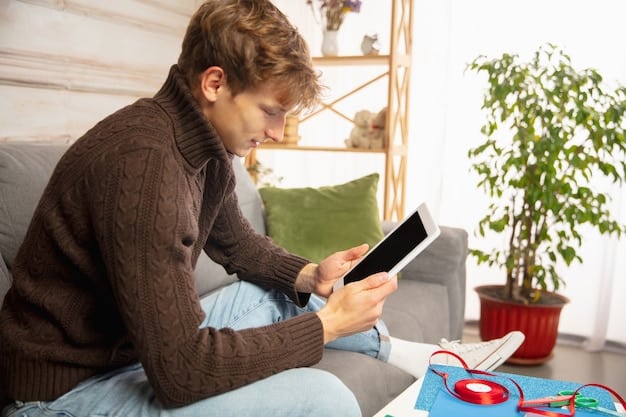 A person using a budgeting app on their tablet, specifically focused on healthcare expense tracking and analysis. The screen displays categories like 