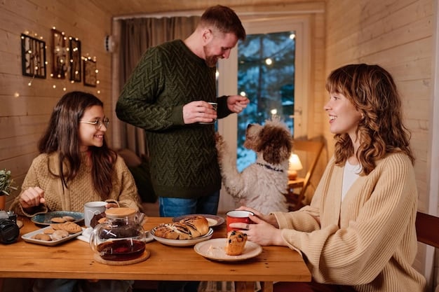 A warm, inviting scene of a family gathered around a table, smiling and engaged in conversation. Heirloom objects, such as a vintage photo album and a handcrafted wooden box, are placed on the table, symbolizing the legacy and inheritance being discussed.