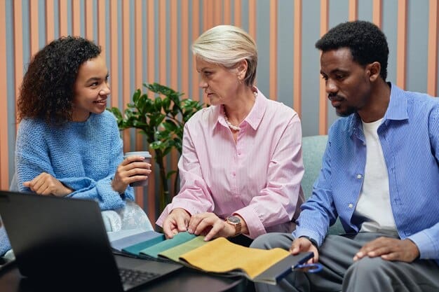 A diverse group of people attending a financial planning workshop, learning about investment options and strategies tailored for long-term care.