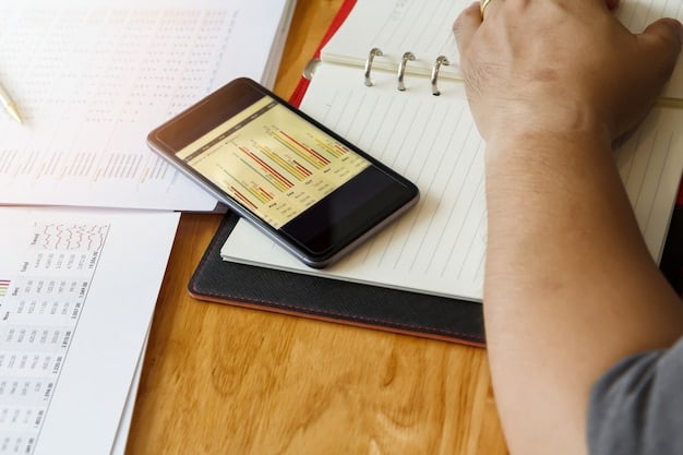 A person using a budgeting app on their smartphone, with pie charts and graphs showing income and expenses, illustrating the importance of budgeting in financial planning.