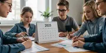 Family proactively reviewing 2025 tax documents and financial plans