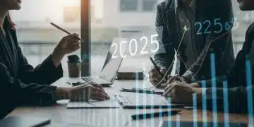 Diverse team collaborating with financial charts and tax documents, symbolizing 2025 US startup tax incentives.