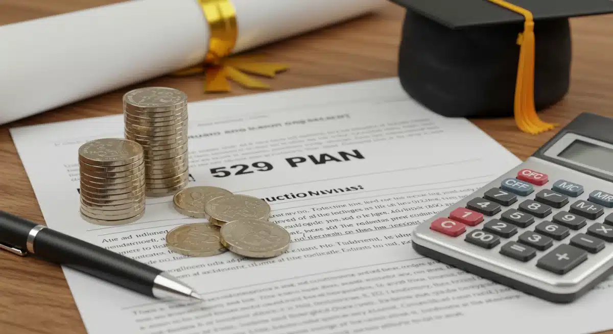 Detailed illustration of a 529 plan document with calculator
