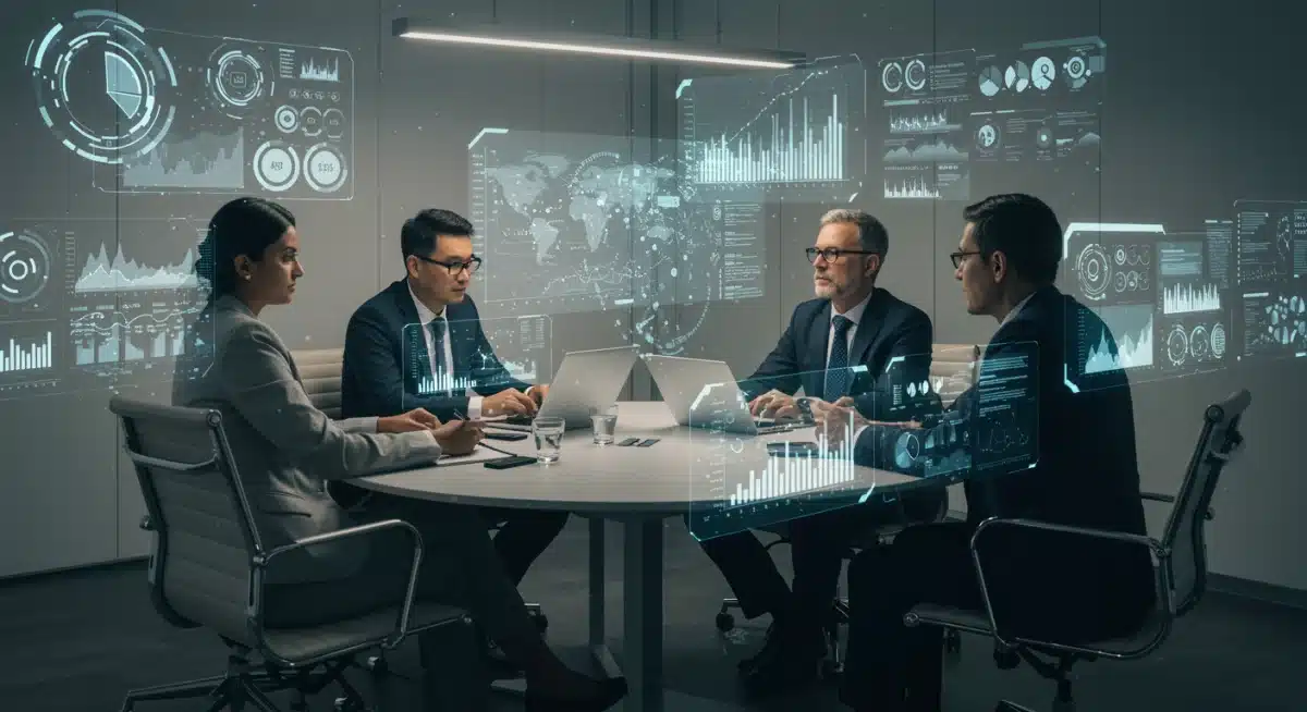 Business professionals using AI-driven analytics for strategic planning.