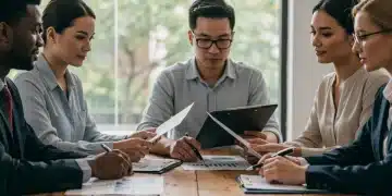 Financial advisor explaining debt consolidation strategies to a diverse group