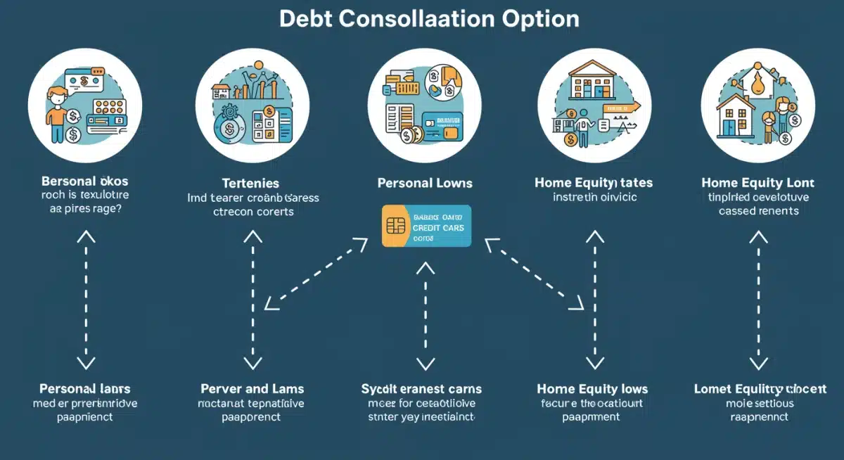 Infographic comparing various debt consolidation options and their benefits