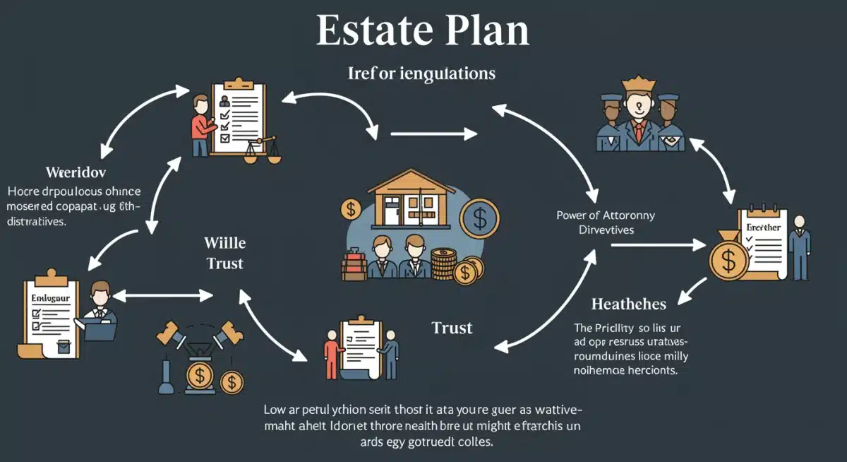 Infographic showing components of estate plan and regulatory impacts