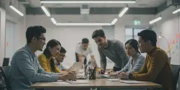 Diverse team collaborating in a modern startup office, symbolizing top talent recruitment.