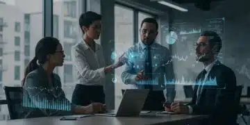 Professionals analyzing 2026 US labor market data on holographic screens