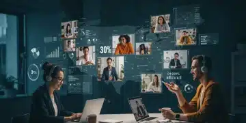 Professionals collaborating virtually, achieving 30% growth in a remote US team setting