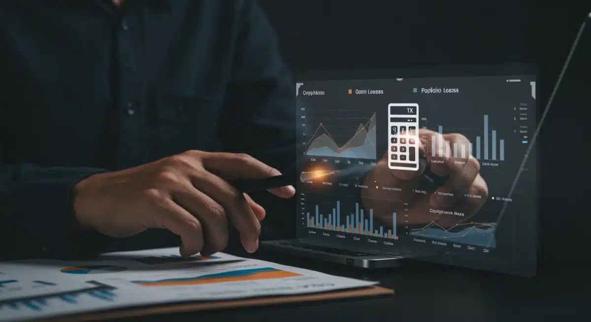 Investor analyzing crypto portfolio for tax planning strategies.