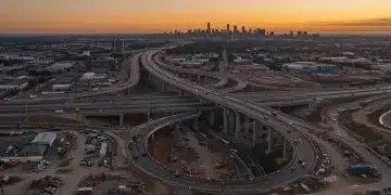 Modern highway interchange under construction, symbolizing infrastructure development.