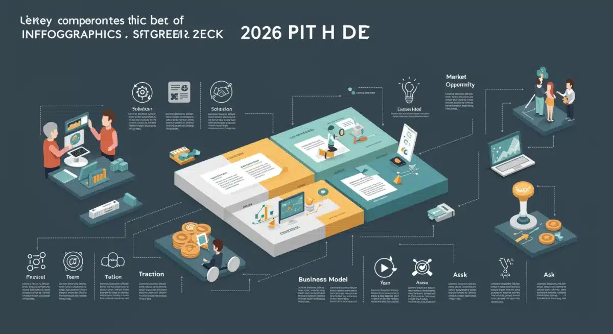 Infographic showing essential components of a 2026 investor pitch deck
