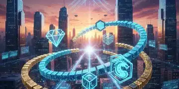 Futuristic digital art representing NFT investment growth and blockchain innovation.