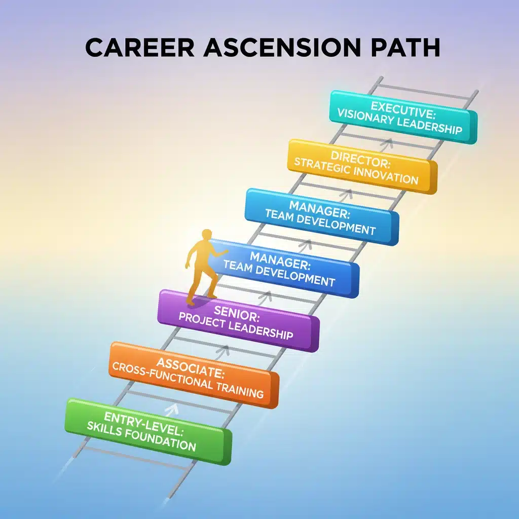Illustration of career growth ladder with professional development opportunities