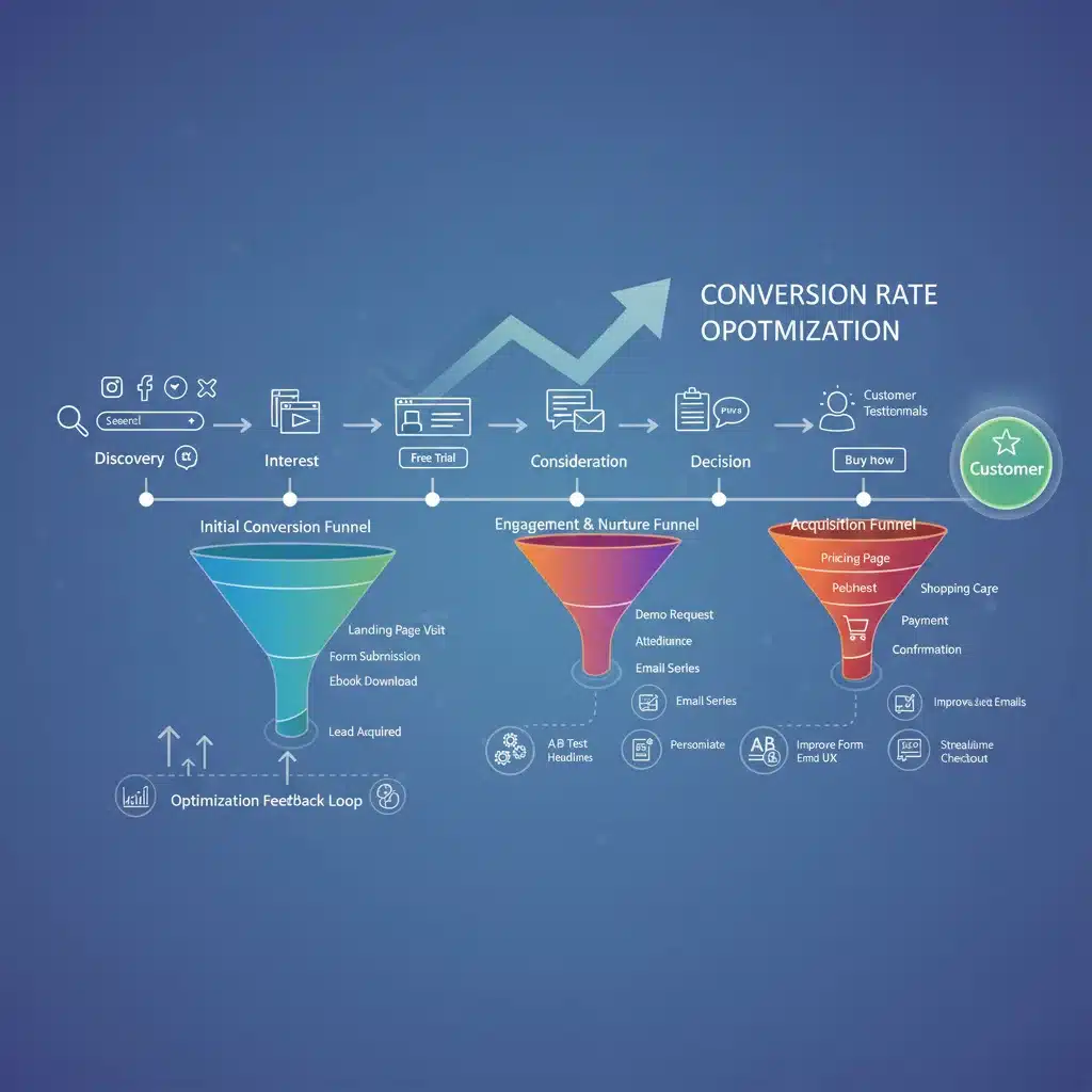 Detailed customer journey map showing optimized acquisition funnels for a US startup.