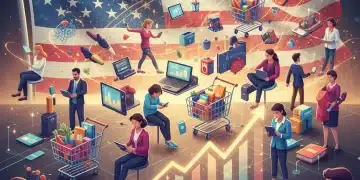 Illustration of strong US e-commerce growth and digital market expansion