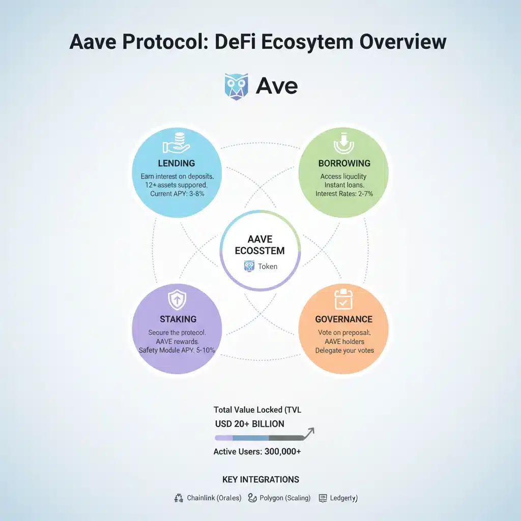 Infographic of leading DeFi protocol features and ecosystem