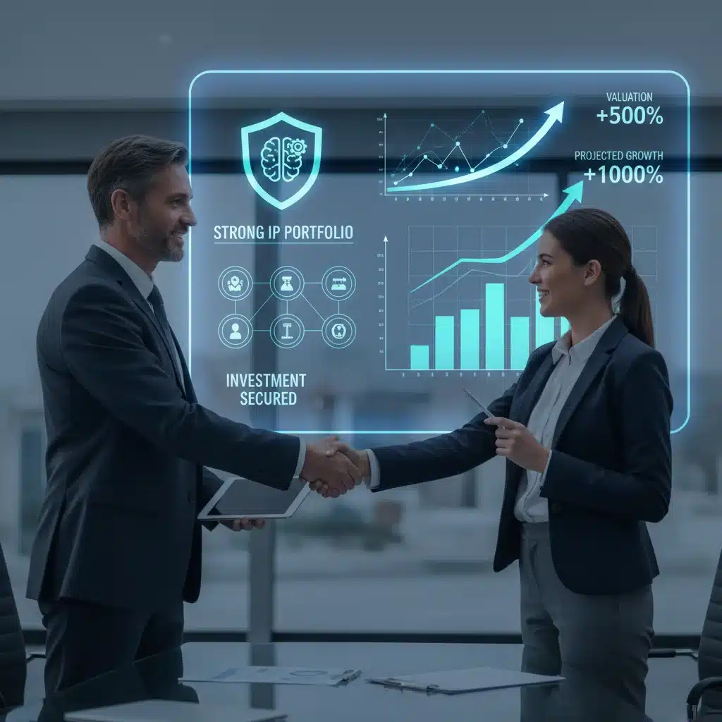 Investor and startup founder shaking hands after successful funding round