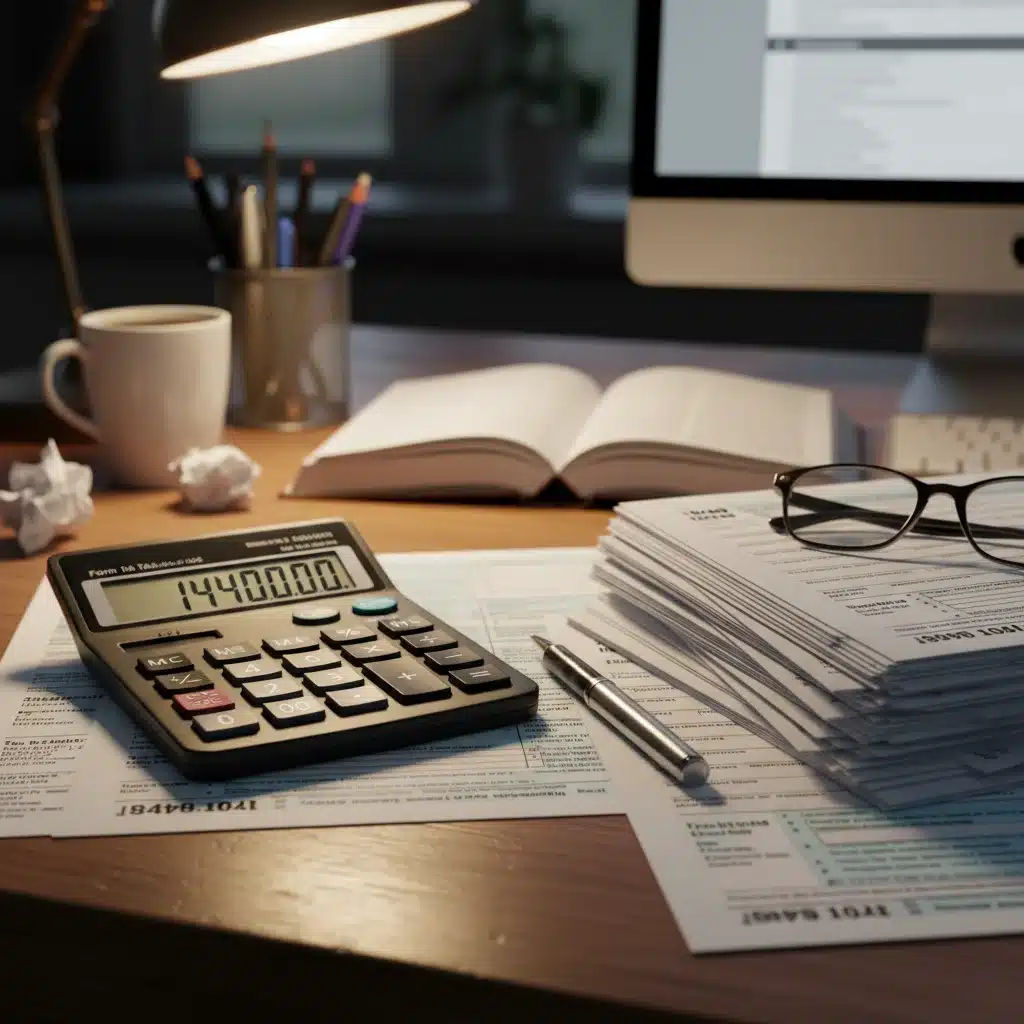 Calculating U.S. tax deductions with calculator and forms