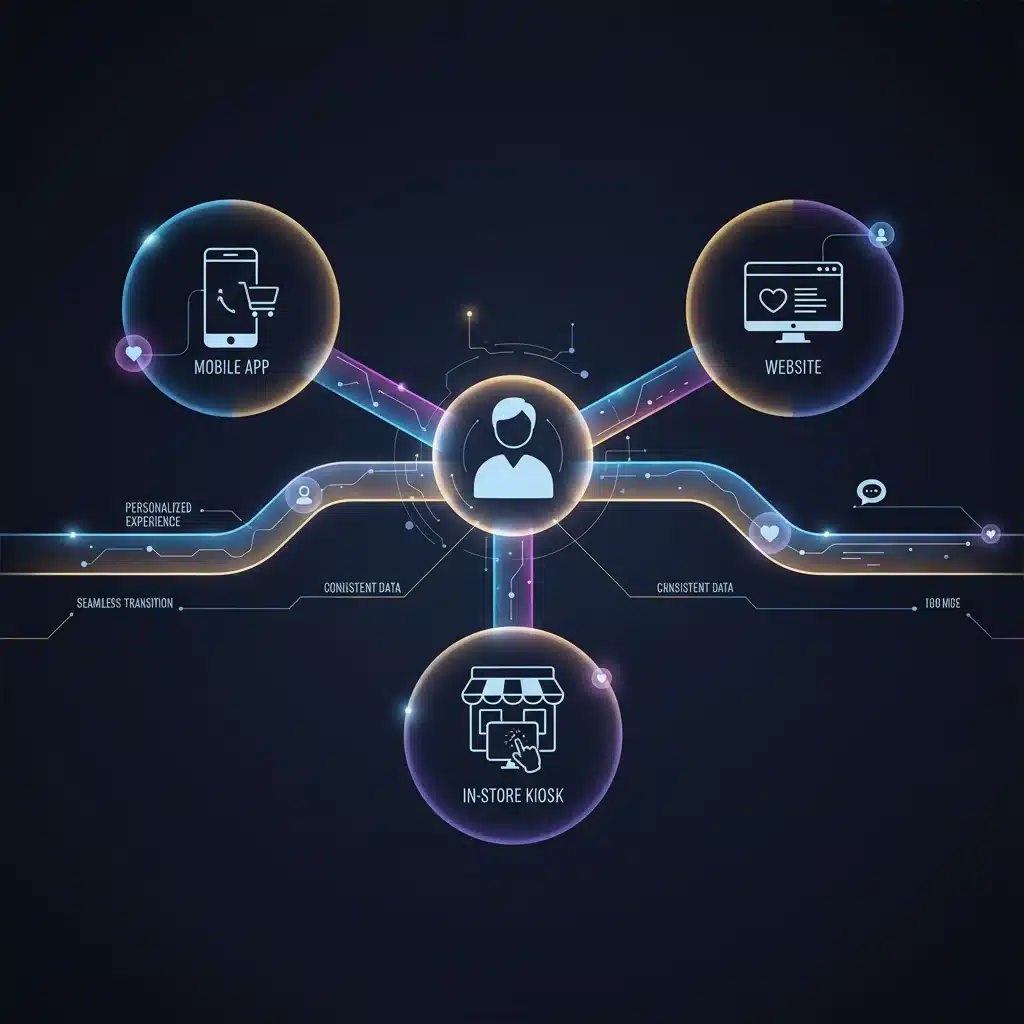 Omnichannel customer journey map with personalized touchpoints.