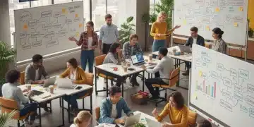 Diverse team collaborating in a modern office, representing resilient startup culture.