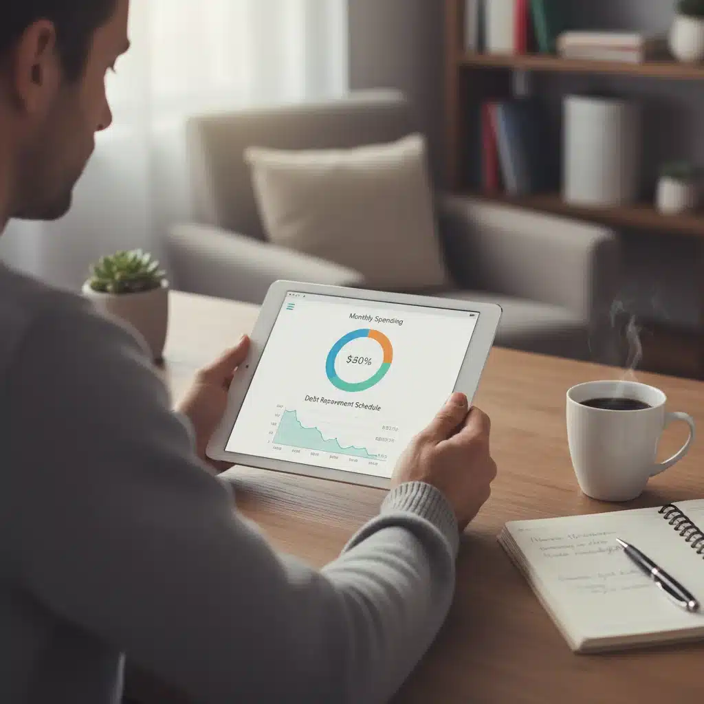Individual using a financial planning app to manage budget and debt repayments effectively.