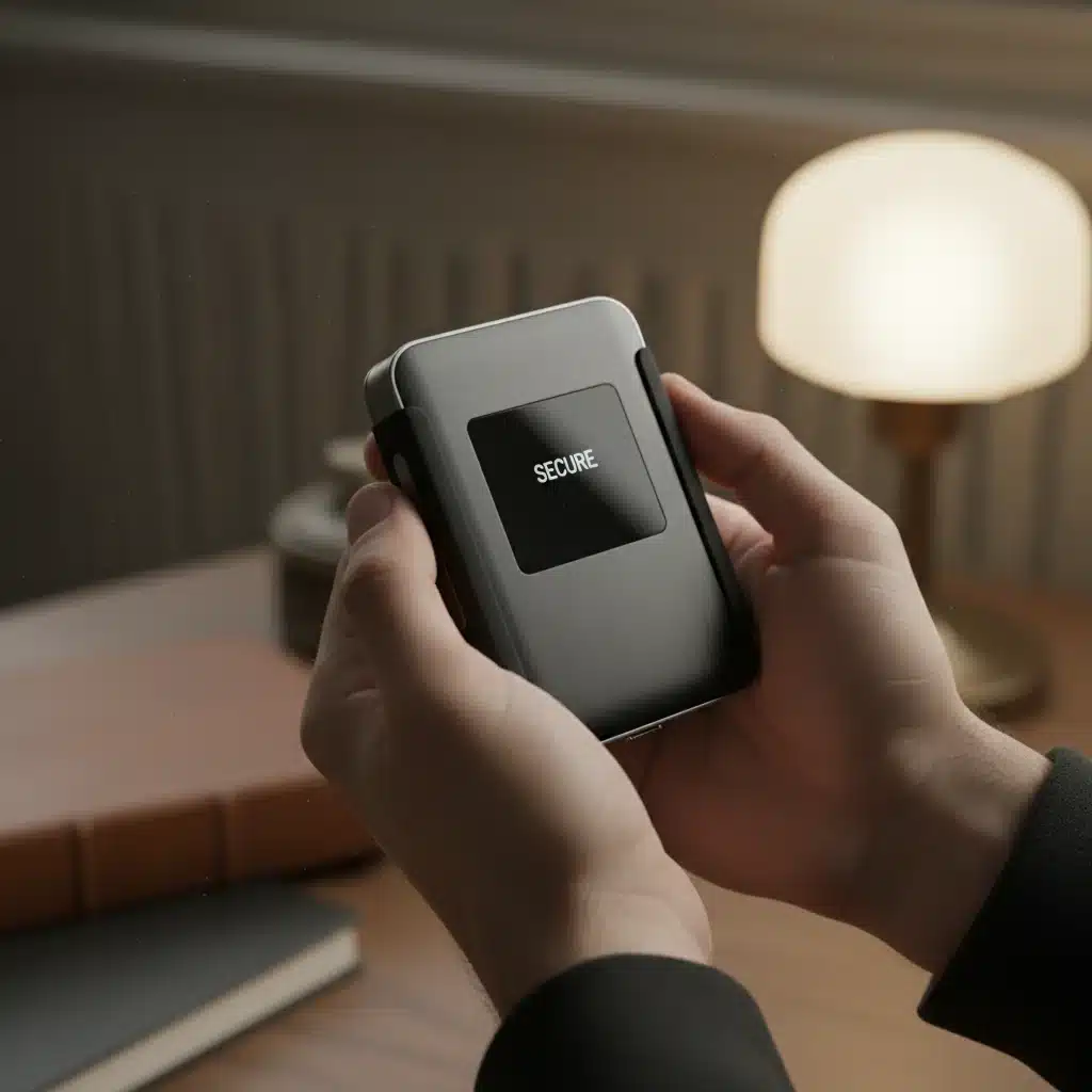 Hands holding a hardware crypto wallet, illustrating secure cold storage.