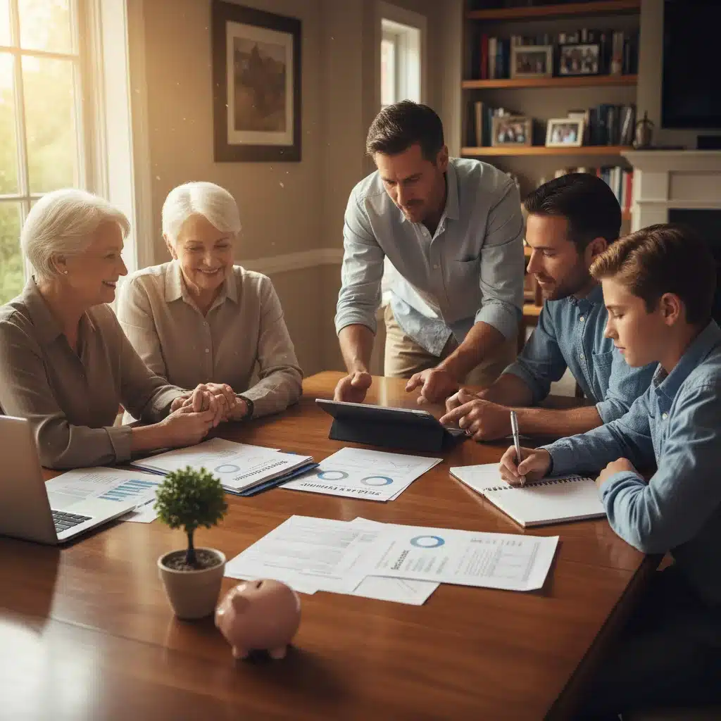 Multi-generational family discussing financial planning
