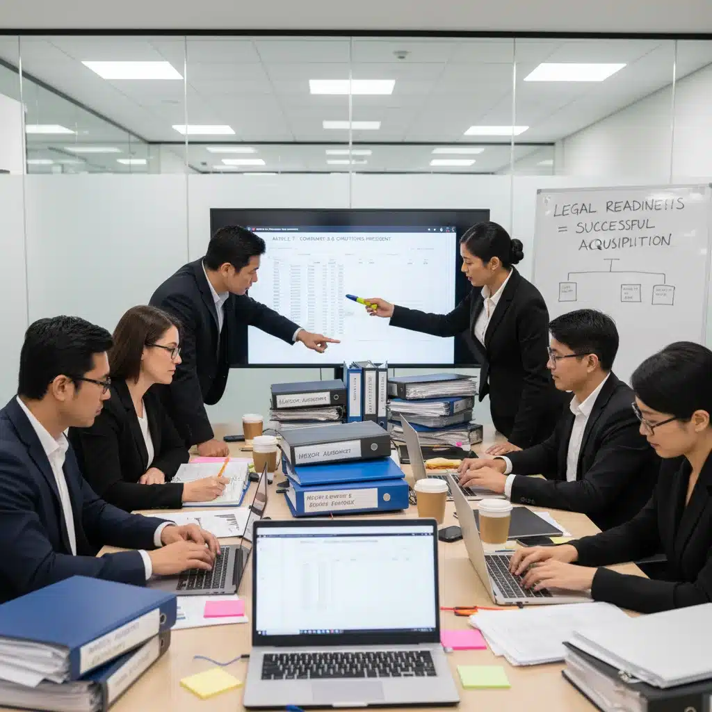 Legal team conducting thorough due diligence for a startup acquisition