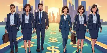 Pathway to financial independence with U.S. cityscape