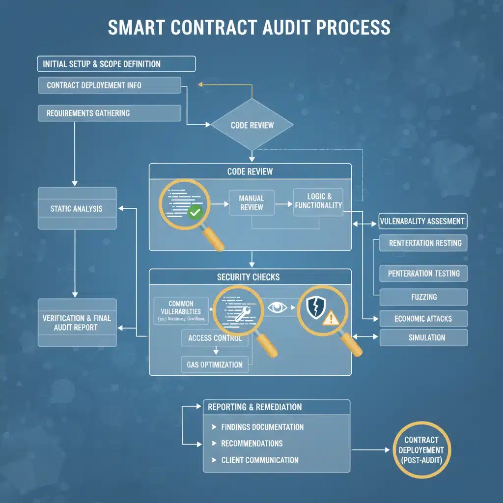 Detailed smart contract audit process and security checks