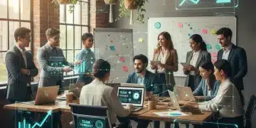 Diverse team collaborating in modern startup office, representing hypergrowth and innovation.