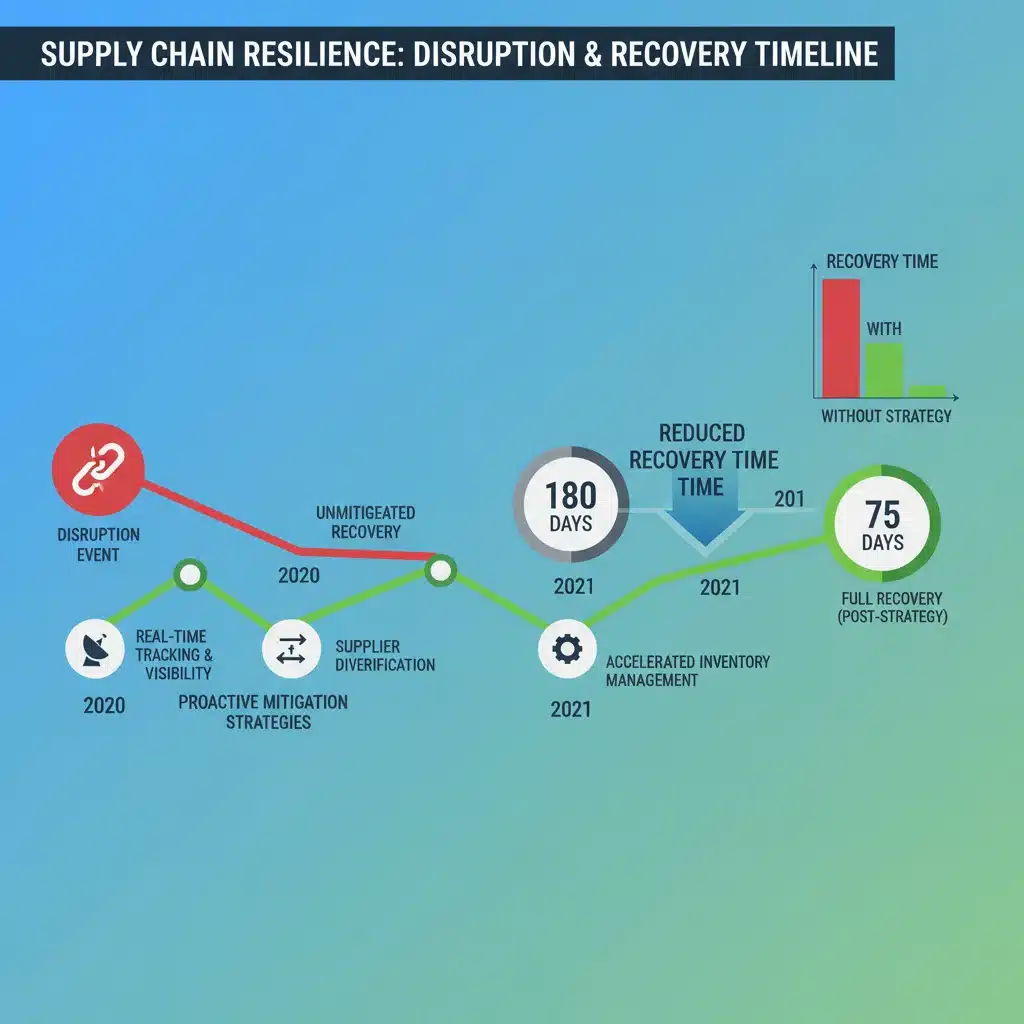Infographic illustrating accelerated supply chain disruption recovery timeline